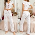 thumbnail image 4 of MEZZALL Women Pajama Short Sleeve Sleepwear With Heart Print Neck Top And Long Pants Loungewear Two Piece Outfit Breathable Pjs, 4 of 5