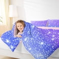 thumbnail image 4 of Manfei Dreamy Starry Sky Queen Comforter Set, Purple Blue Bling Stars Bedding Sets, Teens Kids Boys Girls Reversible Bedding Comforter Set, Lightweight Room Decor, 3 Pieces, 4 of 9