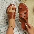 thumbnail image 2 of KIJBLAE Women's Basic Round Toe Clip Toe Flat Sandals, Open Toe Lightweight Casual Slippers for Beach Trip Brown 43, 2 of 9