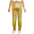 thumbnail image 2 of MSemis Girls Jazz Dance Leggings Metallic Ribbed Elastic Waistband Solid Color Toursers for Hip-hop Performance Gold 120, 2 of 7
