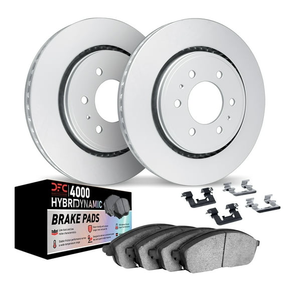 Dynamic Friction Company Rear Geospec Brake Rotors Kit | 4000 HybriDynamic Brake Pads includes Hardware 4812-54121