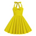 thumbnail image 2 of LUOGENLI Dresses Girls Christmas Dresses Girls' Neck a Line Solid Color Suspender Dress Xmas Dresses for Girls Size 14-16 Fancy Girls Christmas Dresses Size 6-7 Yellow 130, 2 of 5