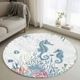 thumbnail image 5 of Rectangle Rug 4ft Area Rug, Marine Life Seahorses Fish Area Rugs for Living Room Bedroom, Watercolor Corals Floor Mat Non-Slip Non-Shedding Carpet Indoor Accent Rugs, 5 of 9