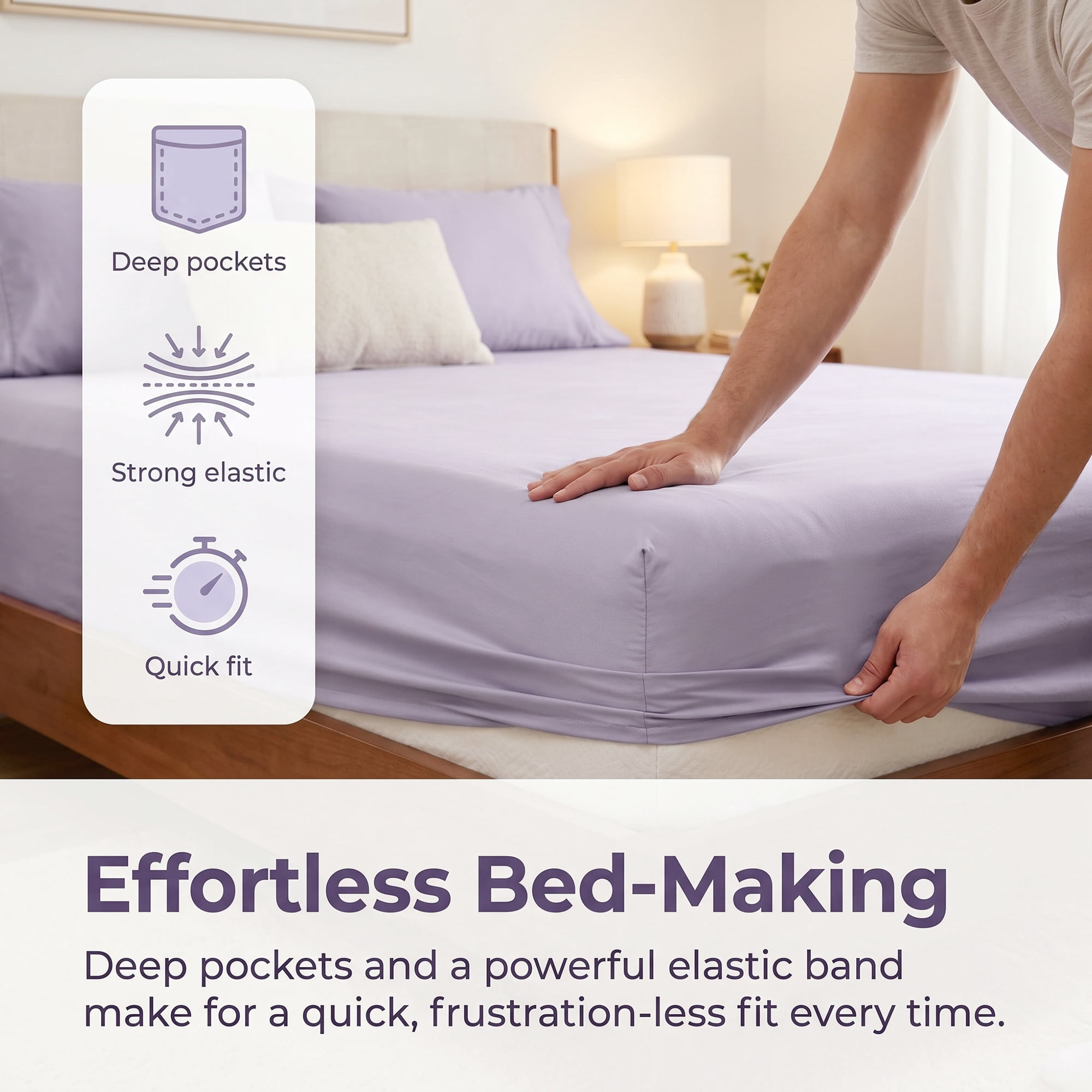 Unique Bargains Microfiber Bed Sheets Cooling for Comfortable Sleep 59.1"x78.7" Purple