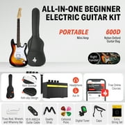 Donner Electric Guitar 39 Beginner Kit Solid Body Full Size Sunburst HSS for Starter, with Amplifier, Bag, Digital Tuner, Capo, Strap, String, Cable, Picks, DST-102S
