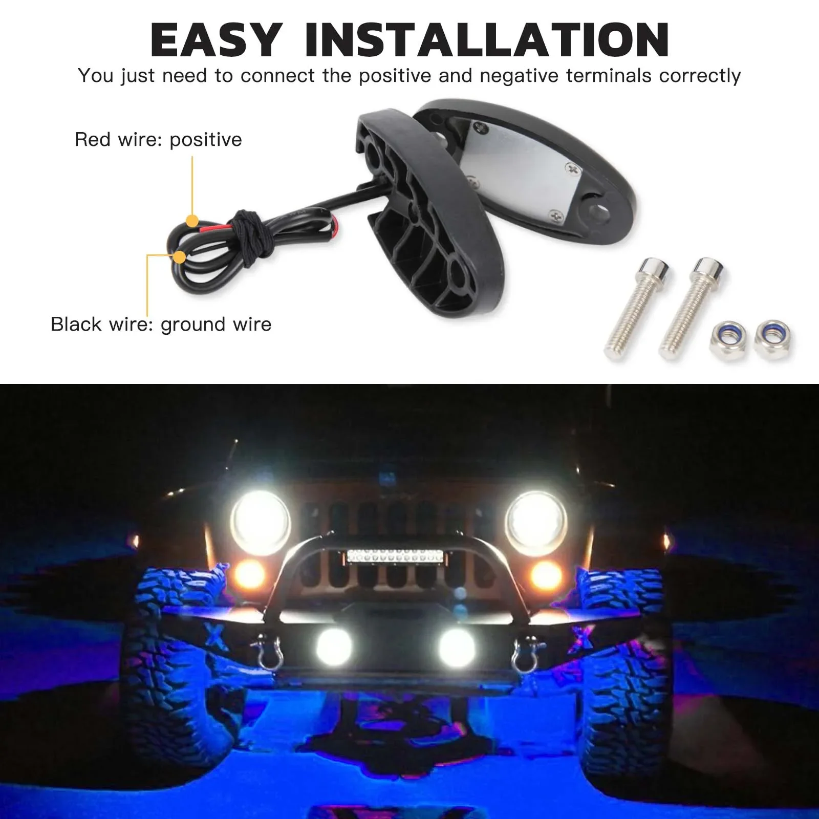 4Pods Rock Lights Kit Car Atmosphere Lamp for Offroad Truck SUV 4x4 ATV Boat LED Underglow Trail Rig Lights