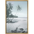 thumbnail image 3 of PixonSign Framed Canvas Wall Art Palm Trees on The Sandy Beach Coastal Landscape Photography Picture Print Blue and White Modern Art for Living Room, Bedroom, Office - 24"x36" Natural, 3 of 5