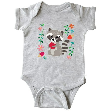 

Inktastic Woodland Raccoon Spring Flowers Gift Baby Girl Bodysuit