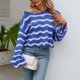 thumbnail image 5 of Suéter de punto de mujer Suéter de ganchillo a rayas de contraste casual Traje diario FLhrweasw Nuevo, 5 of 9