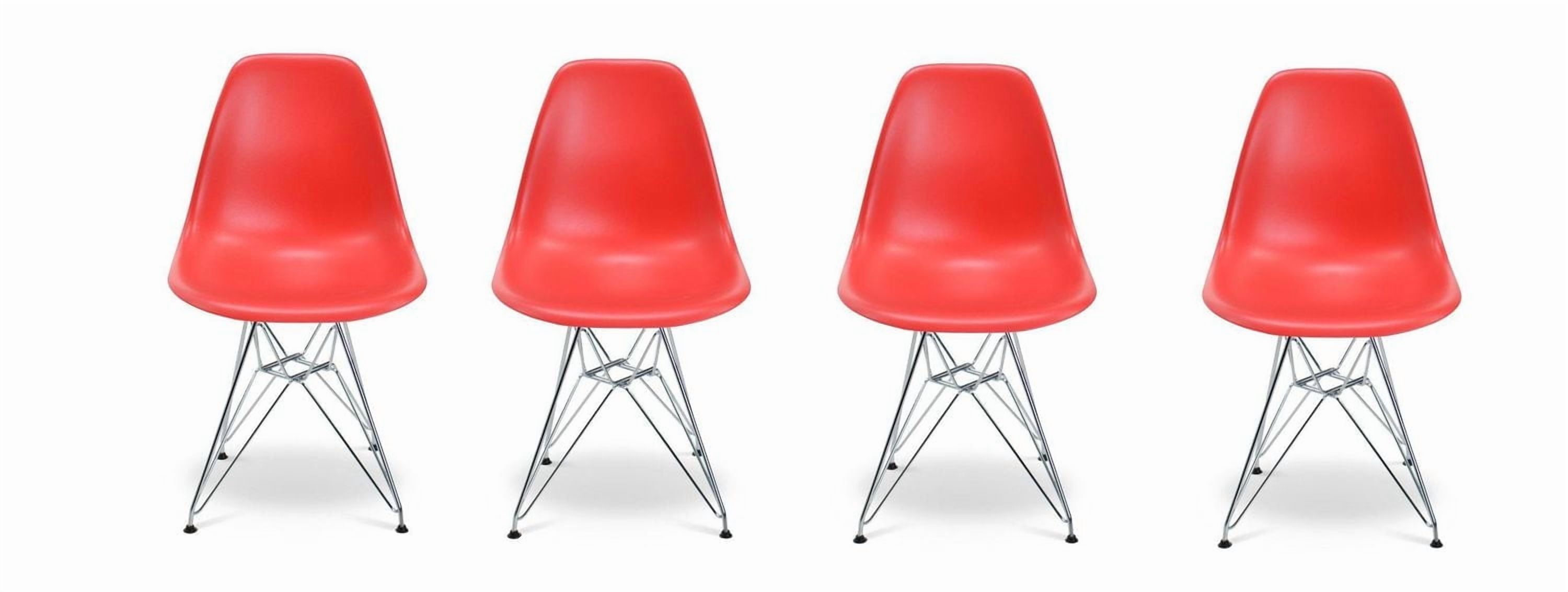 Ensemble de 4 chaises Eiffel pour adultes de couleur rouge avec pieds chromés