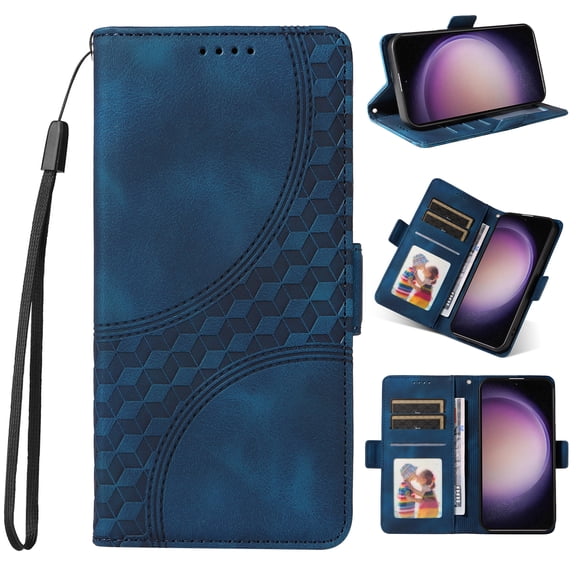 Nalacover for Samsung Galaxy S23 Wallet Case Premium Pattern PU Leather Flip Purse Cover with Card Holder Magnetic Closure Shockproof Protective Phone Case with Wrist Strap & Flip Stand, Blue