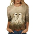 thumbnail image 2 of VKOYWKM 3/4 Sleeve Tops for Women Halloween Shirts Spooky Ghost Graphic T Shirts Funny Crew Neck Party Tunic Top Blouses, 2 of 5