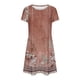 thumbnail image 4 of ICHUANYI Clearance Women's Fashion Round-Neck Short Sleeved Printed Pullover Dress(Khaki, S) ICHUANYI WER2023080816993, 4 of 5