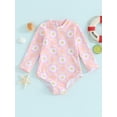 thumbnail image 3 of Aojekbee Baby Girl Swimsuit Long Sleeve Round Neck Flower Print Zip Up Bathing Suit Infant Toddler Beach Wear for Summer Spring, 3 of 9