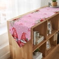 thumbnail image 4 of Red Gnomes Table Runner Linen Burlap Table Runner 70 Inches Long Valentine's Day Love Roses Leaves Ombre Pink Dresser Scarves for Kitchen Island Coffee Dining Party Wedding Holiday Decor 13"x70", 4 of 8