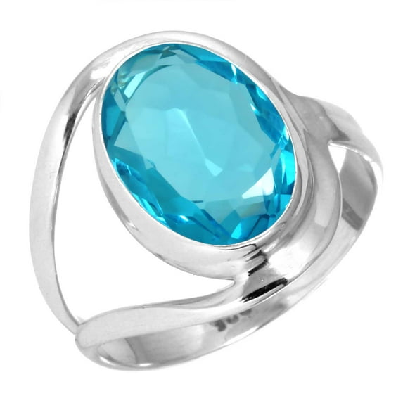 925 Silver Ring For Women - Teens Blue Quartz Stone Silver Ring Size 5.5 December Birthstone Hand Made Silver Ring Size 5.5 Gift For Mom On Birthday 925 Gemstone Silver Jewelry