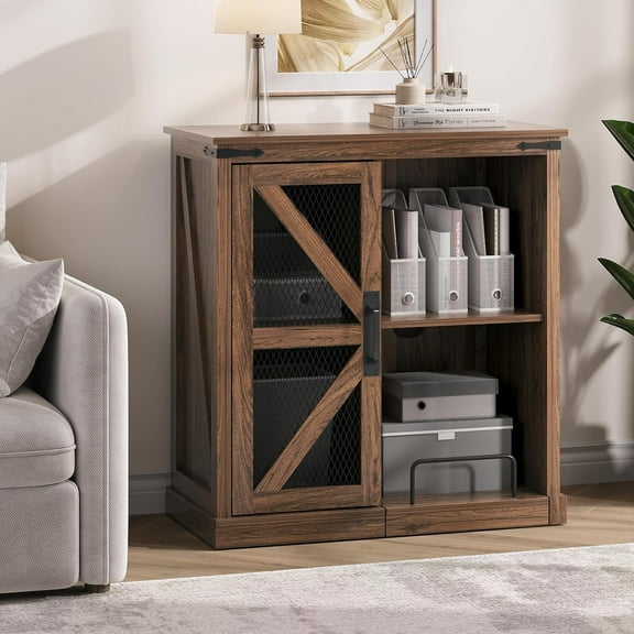 Printer Stand with Storage,Farmhouse File Cabinet with Charging Station,Small Filing Cabinets for Home Office,Rustic Brown