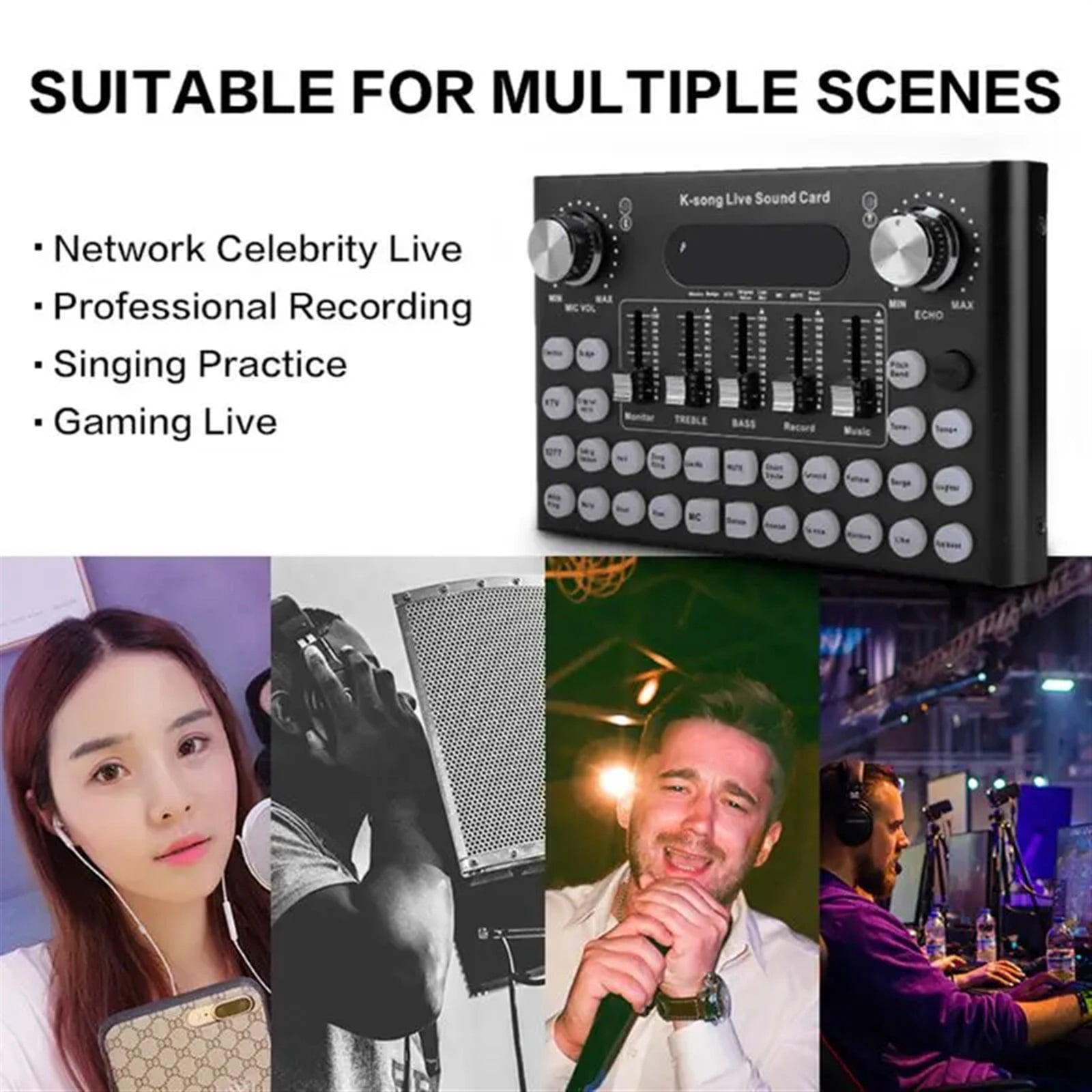 Electric Sound Effects Microphone Mixer for Phone PC Computer Au-dio Sound Card ,Precision Control