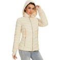 thumbnail image 4 of Women's Packable Puffer Jacket Lightweight Puffer Jacket Winter Warm Puffer Jacket with Detachable Hood (Ivory, XL), 4 of 8