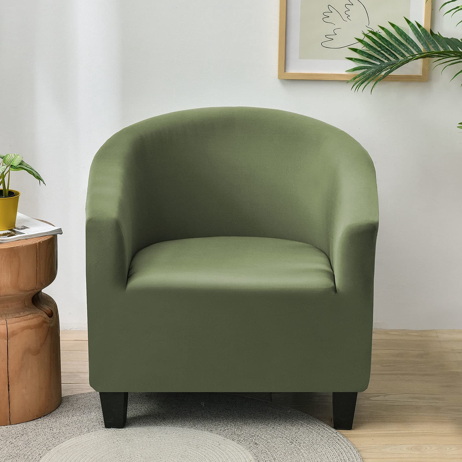 Stretch Club Chair Slipcover, Spandex Tub Chair Cover Non Slip Elastic Club Chair Cover Armchair Chair Slipcovers Sofa Cover Removable Washable for Kids Living Room-Grey Blue-Club Chair