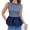 Navy blue, variant on Summer Stripe Print Women Sleeveless Patchwork Slim Tank Tops Ruffle Vest