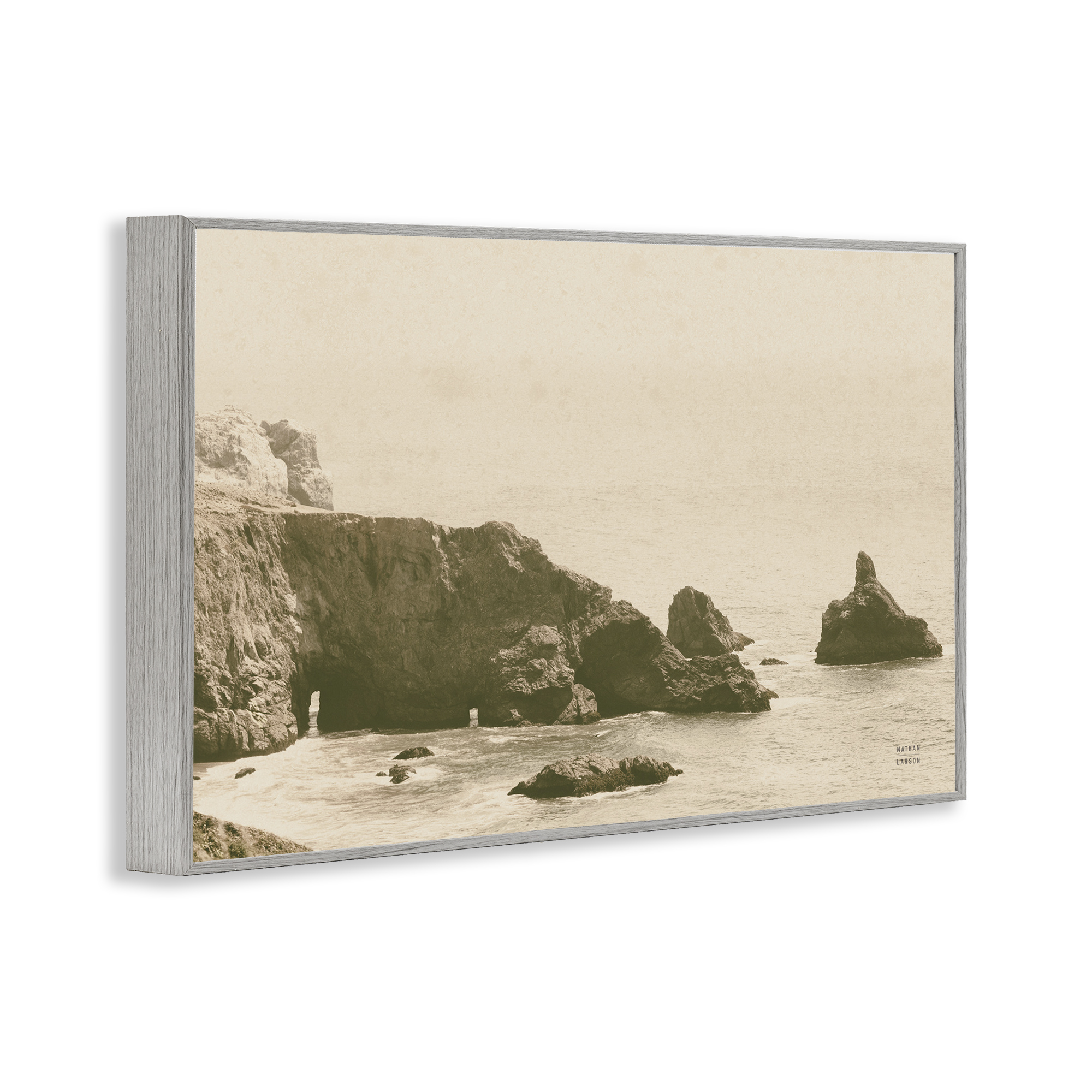 Stupell Industries Passing Through Cove Coastal Photography Gray Framed Art Print Wall Art, 24 x 16