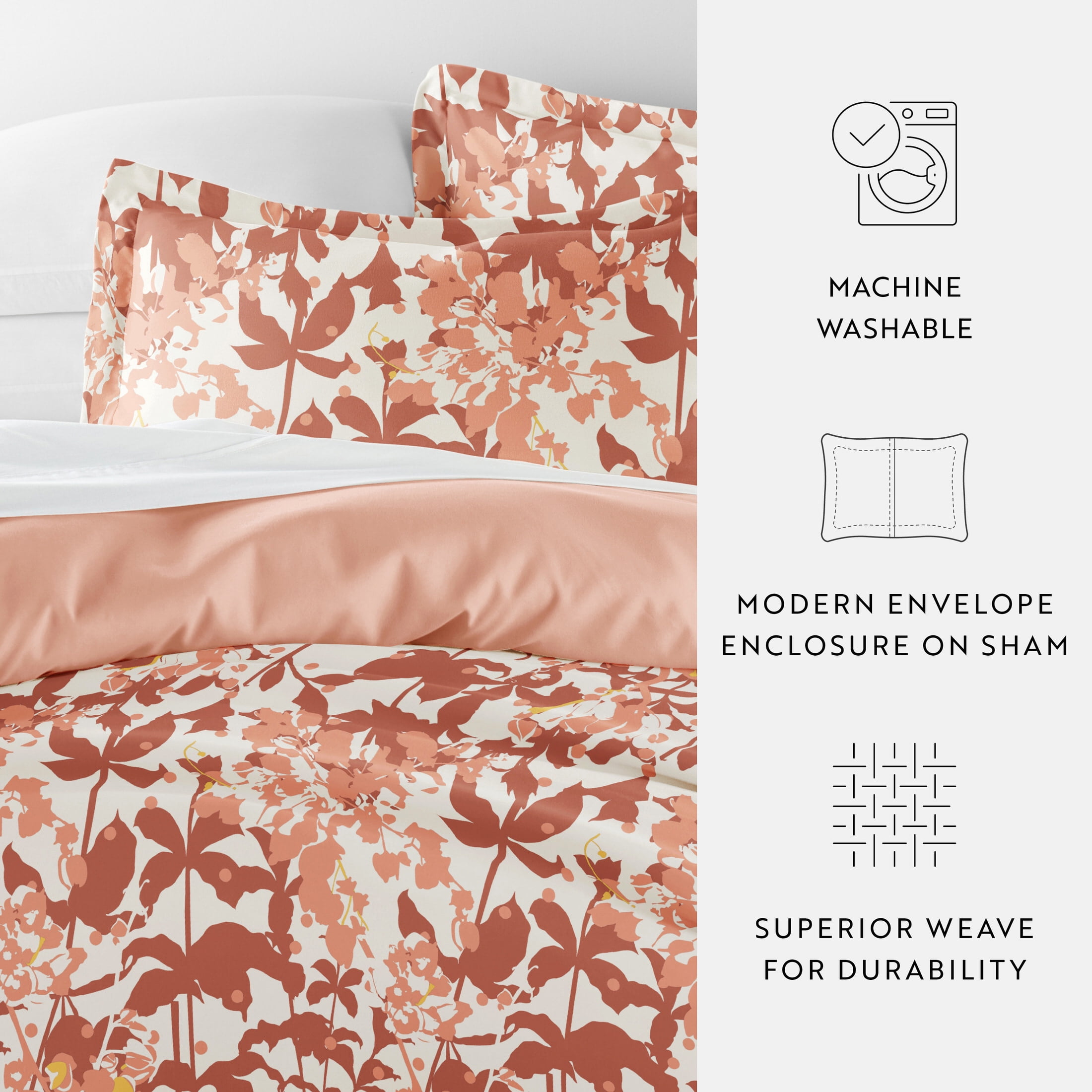 Noble Linens Clay Boho Flower Reversible 2-Piece Duvet Cover Set, Twin/Twin XL