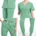 thumbnail image 3 of Hanen Scrubs Set for Women Nurse Uniform Jogger Classic V-neck Scrub Top & Jogger Scrub Pants Scrubs Set, 3 of 3