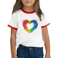 thumbnail image 7 of Nilvkv Girls Tee Shirts, Girls T Shirts, Contrast Binding Art Paint Print Round Neck Short Sleeve Cotton Top Casual Red 13-14 Years, 7 of 7