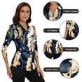 thumbnail image 5 of Women’s 3/4 Sleeve V-Neck Collared Polo Shirt Button Down Shirt Business Work Blouses, 5 of 6