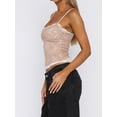 thumbnail image 3 of Women's Y2k Double-layer Lace Cami Top Sleeveless See Through Lace Tank Top Adjustable Spaghetti Strap Low Cut Sheer Floral Lace Crop Tops, 3 of 5