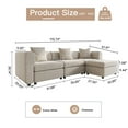 thumbnail image 3 of QEZEOM Modern Velvet Sofa, Sectional Sofa, L Shaped Fabric Modular Couch with Storage Ottoman, 4 Seater Sofa for Living Room Apartment Office, Beige, 3 of 8