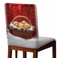 thumbnail image 2 of Winter Christmas Chair Covers Set of 6 Golden Retriever Basket Red Front Door Chair Back Covers Stretch Removable Washable Slipcovers Protector for Dining Room Kitchen Party Decor, 2 of 5