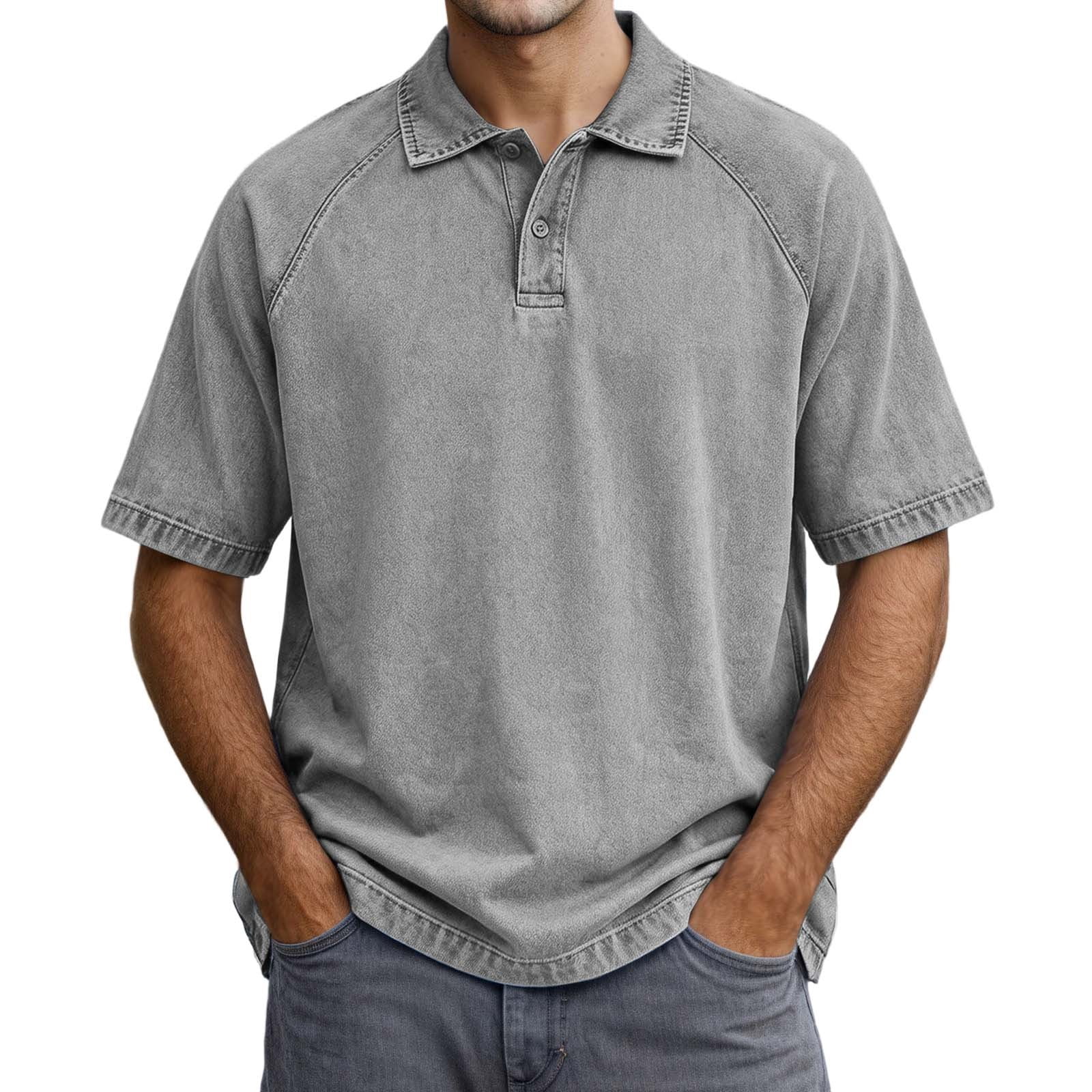 Rhuody T Shirts For Men Adult Referee Shirt V Neck Striped Sweatshirt Short Sleeved Top Versatile Clothing Grey S