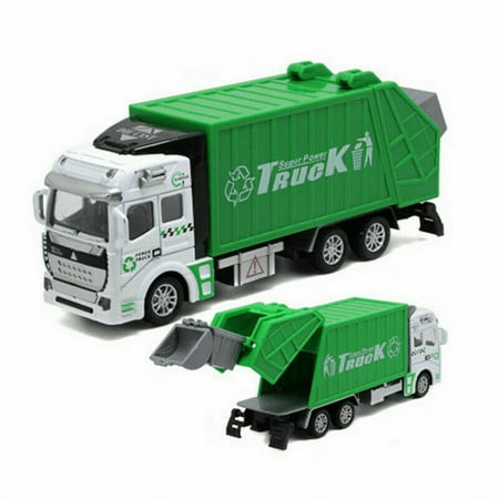 1:48 Garbage Sanitation Truck Car Pull Back Alloy Model Engineering for Kids Toy