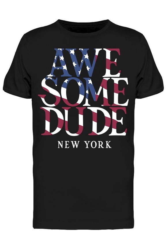 Trendy Awesome Dude Usa Flag T-Shirt Men -Image by Shutterstock, Male Small