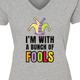 thumbnail image 4 of Inktastic Im with a Bunch of Fools with Jester Hat April Fools Day Women's V-Neck T-Shirt, 4 of 5