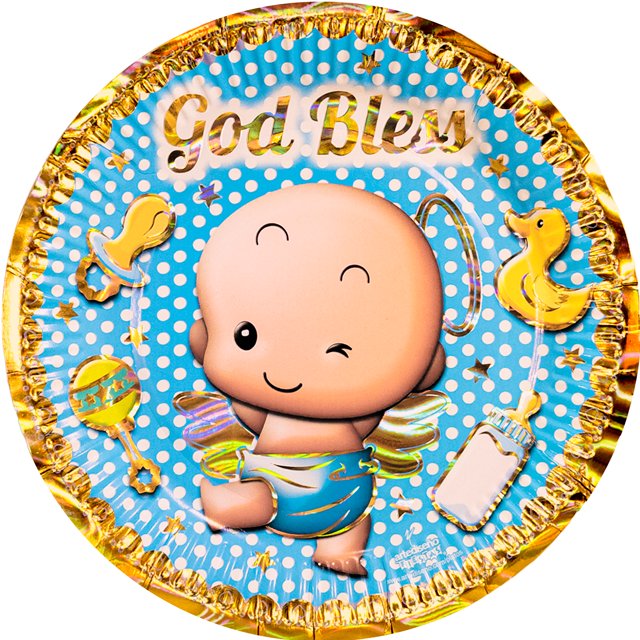 24 Pz Plato Cartón Premium Pastelero Fiesta De Cumpleaños Mi Bautizo niño