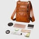 thumbnail image 4 of Bolso de hombro de moda multicapa para mujer, bolso de mano de cuero suave de gran capacidad, bolsa de almacenamiento versátil, 20x18x5cm, negro/marrón, poliuretano, ideal para trabajar, viajar, 4 of 7