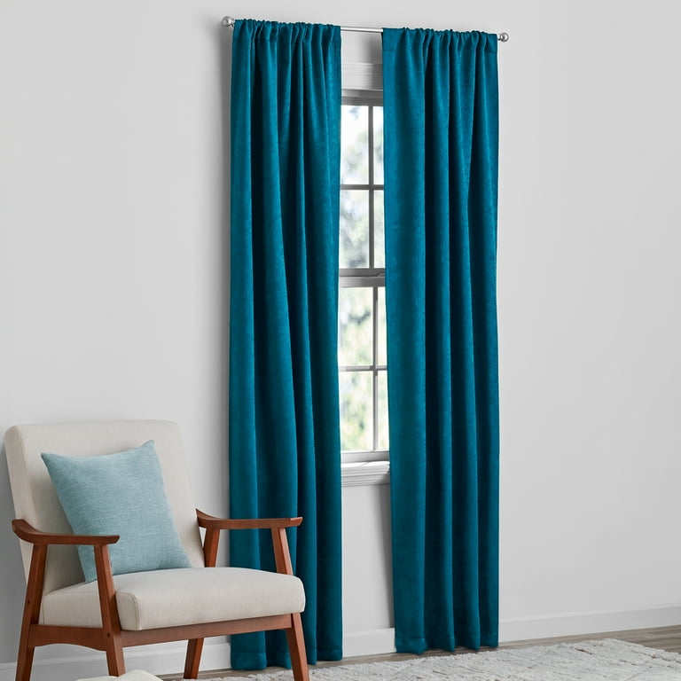 Mainstays Teal Shimmer Rod Pocket Blackout Curtains - Walmart.com