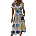 thumbnail image 4 of Easter Dresses for Women Short Sleeve Wrap V-Neck A-Line Dress Sundress Casual Summer Beach Vacation Dress, 4 of 5