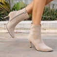 thumbnail image 2 of Womens Chic Ankle Booties Pointed Toe Stiletto Heel Shoes Side Zip Faux Suede Fashion Short Party Evening Date Night Office Daily Wear Boots, 2 of 10