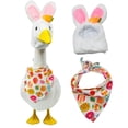 thumbnail image 4 of CoreLiving Porch Goose Easter Outfit with Adorable Fuzzy Bunny Ear Headband and Long Knitted Color Block Scarf, Spring Lawn Decor Accessories for 23 Inch Cement Goose Statue, 4 of 9