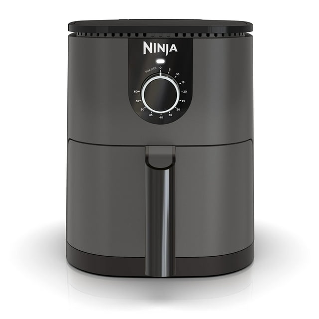 Ninja AF080 Mini freidora de aire, capacidad de 2 cuartos de galón, compacta, antiadherente, con temporizador de ajuste rápido, gris