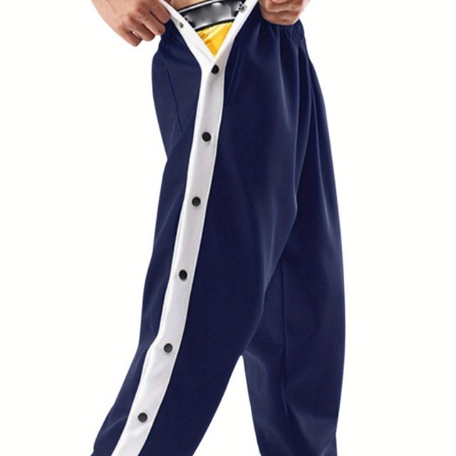 Bamboohart Men‘s Tear Away Pants Loose Fit Basketball Pants High Split Snap Button Sweatpants