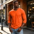 thumbnail image 5 of IAJDKMEK Men's V-Neck Long Sleeve Sweatshirt - Loose Casual Pullover, Sporty Top for Gym, Running, and Active Lifestyle,Orange 3XL, 5 of 7