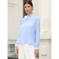 thumbnail image 4 of DARING DIVA Women's Work Business Pleat Mock Neck Puff Long Sleeve Blouse XS Light Blue, 4 of 6