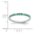 thumbnail image 3 of 14K White Gold Ring Band Gemstone Emerald Round Green Diamond, Size 9, 3 of 3