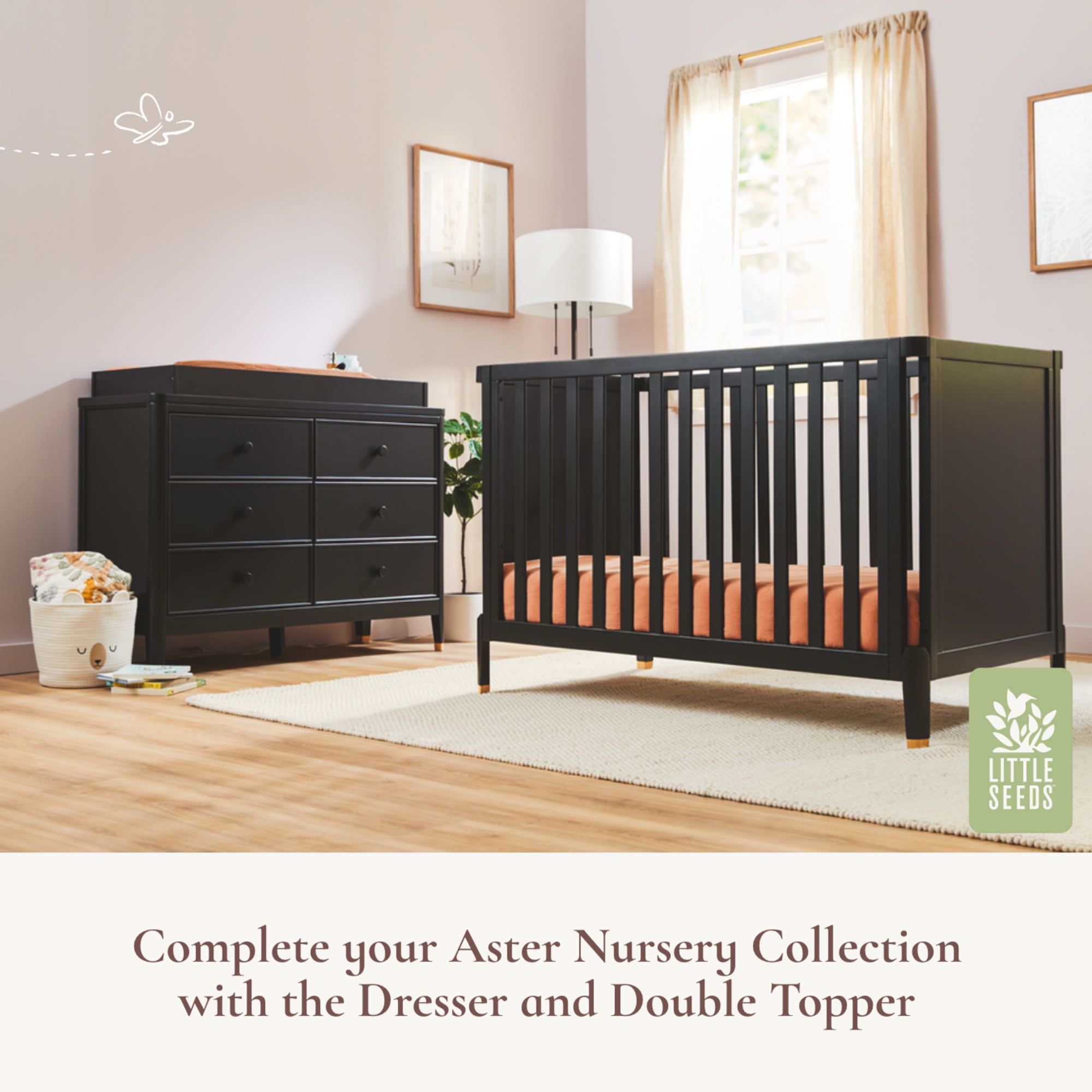 Little Seeds Aster 4-in-1 Convertible Crib, Black