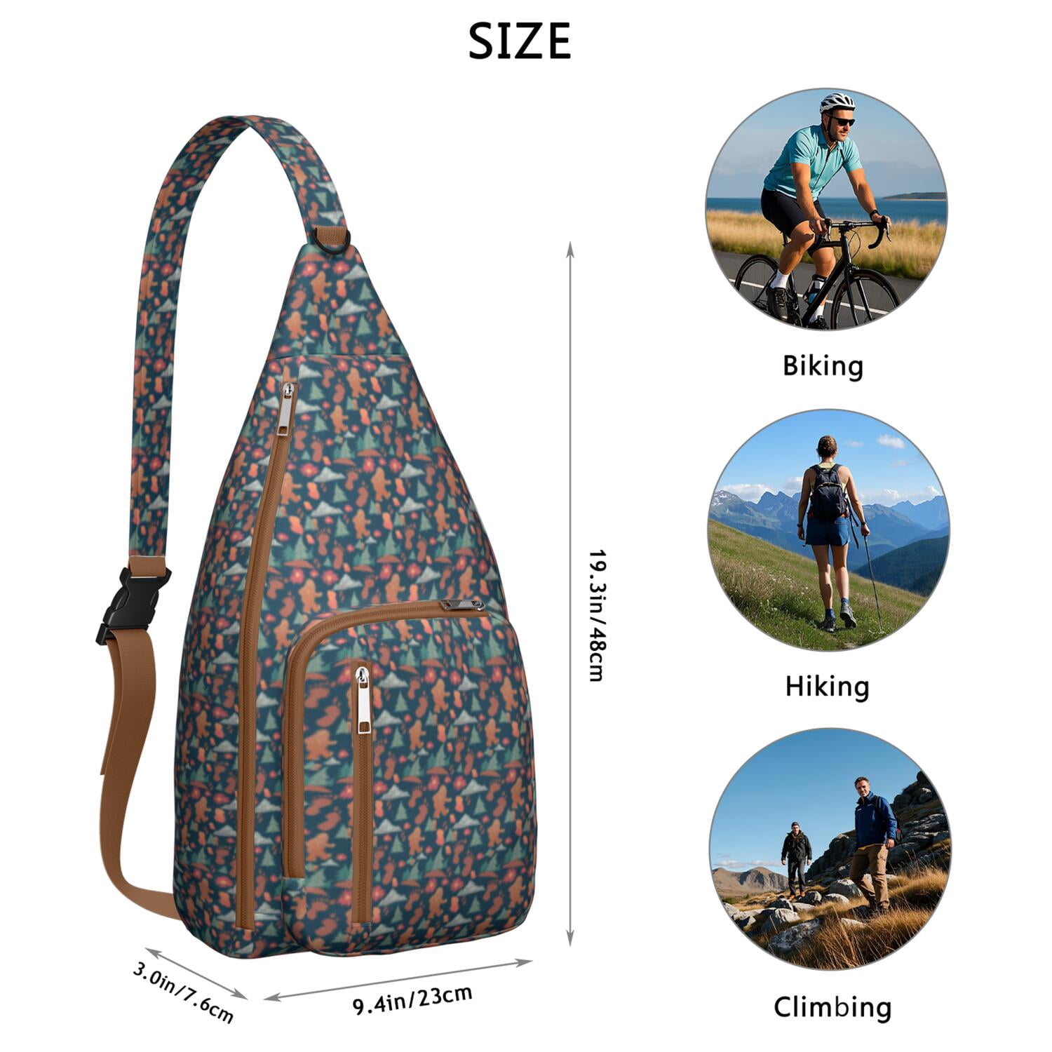 Bigfoot Hiking Sling Backpack – Mythical Sasquatch Crossbody Bag for Outdoor Adventures, Camping & Travel